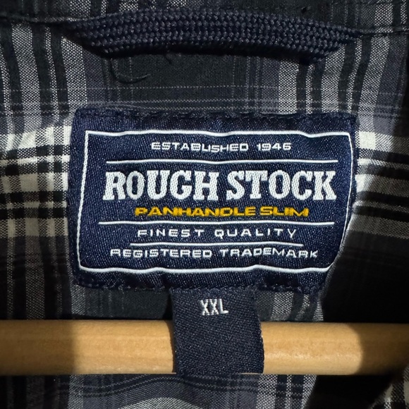 Panhandle Slim Rough Stock Black White Plaid Shirt youth XXL snap front - Picture 2 of 6